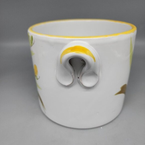 Handmade Crock ITALY Clay Pottery Stoneware Applied Handles Hand Painted EUC - Picture 4 of 8